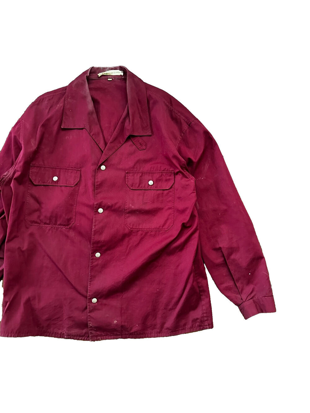 1960s 60s Jacket Shirt Bogner Germany Long Sleeve Button Snap Rockabilly Maroon